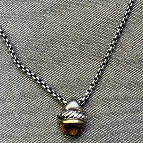 David Yurman Citrine acorn necklace with original Sterling Silver box chain - Picture 5 of 9